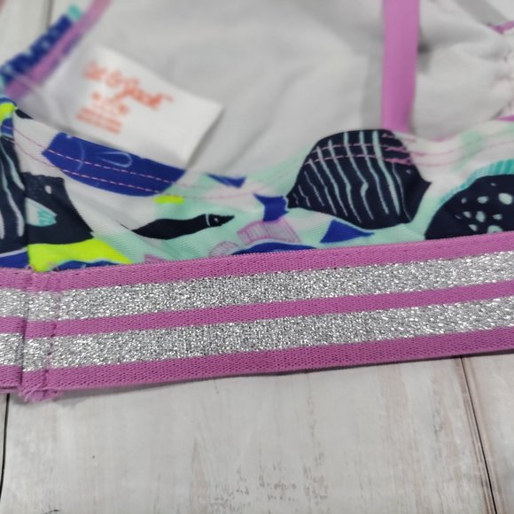 Cat & Jack Girl's Midkini Ruffle Overlay Top UPF 50+ Protection Size M (7/8) - Picture 5 of 8